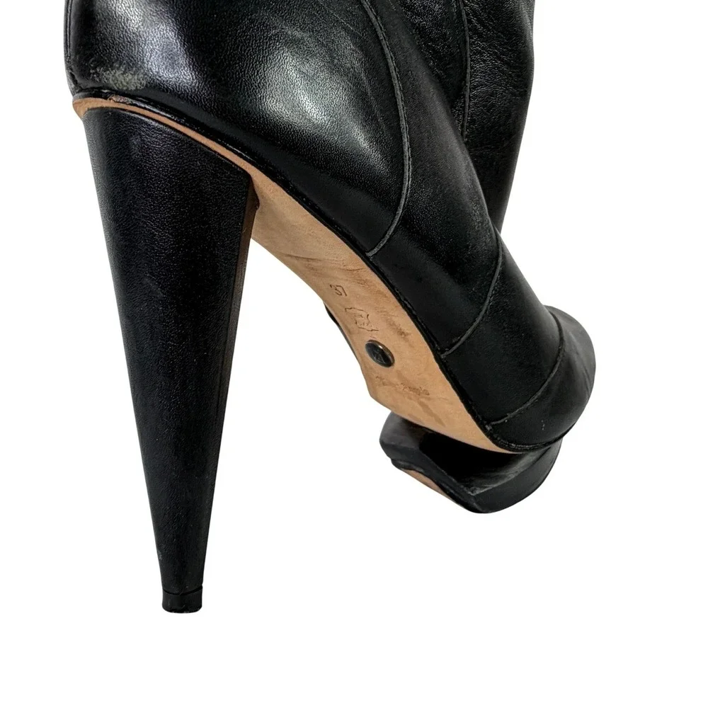 Velvet Angels OTK Leather Platform Boots High Heel Black‎ Women's EU 37 US 7